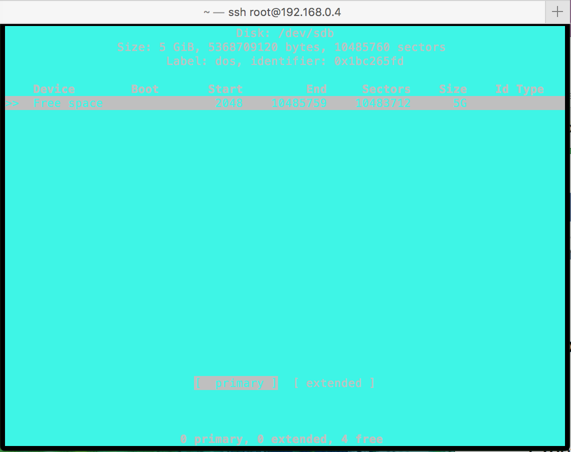 Create a primary partition