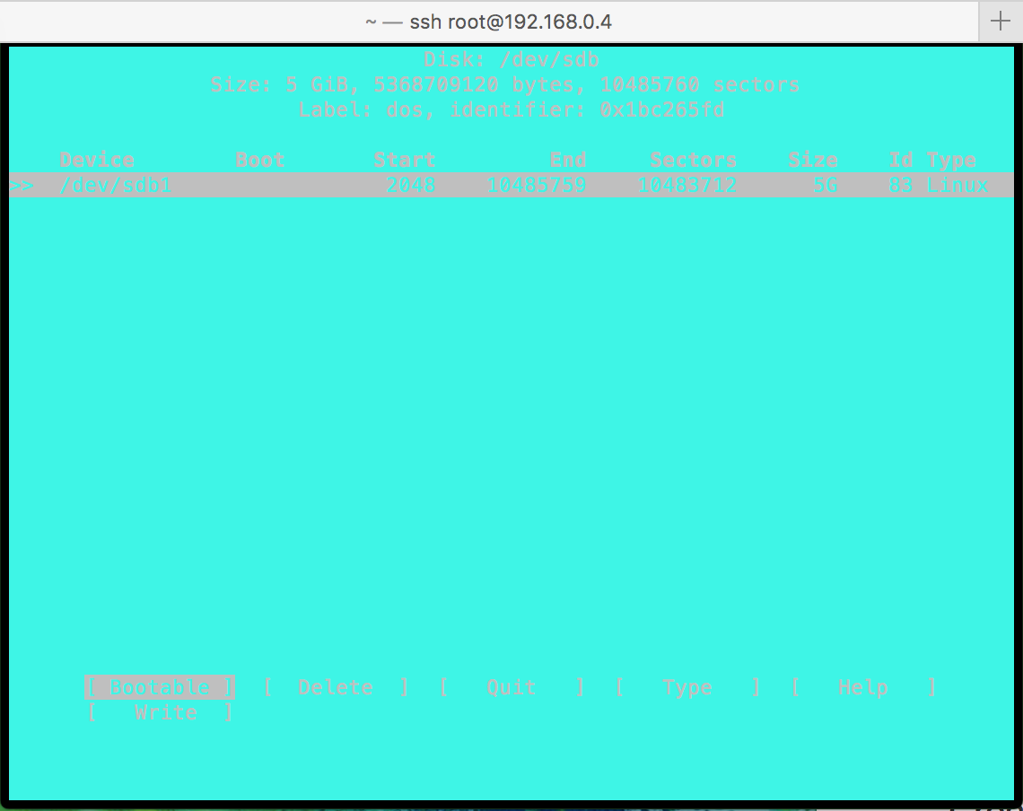 Write the partition table
