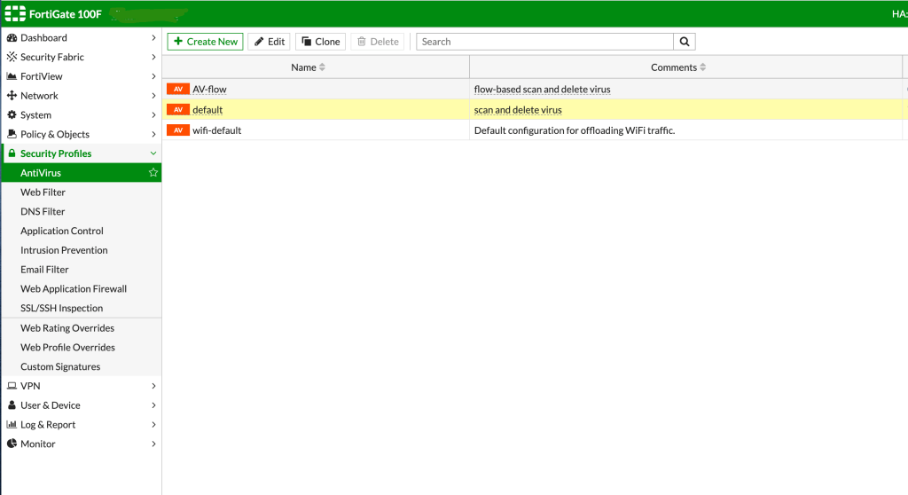 Edit the security profile