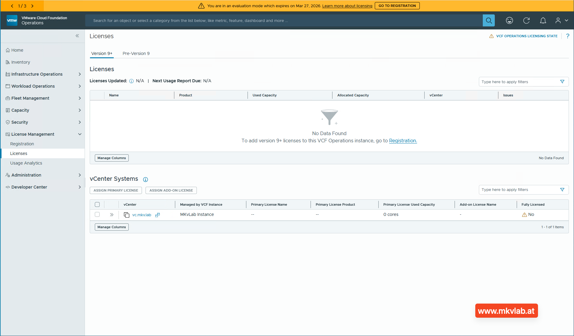VCF Business Services console
