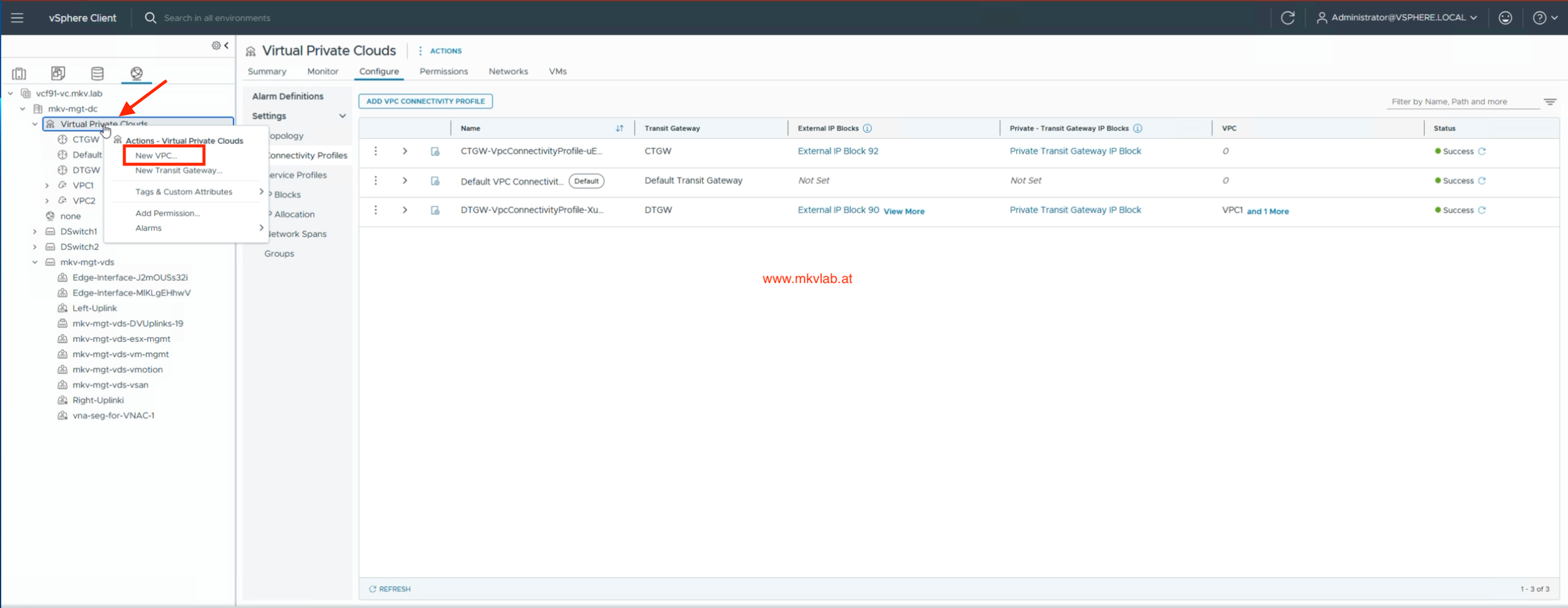 Create a new VPC