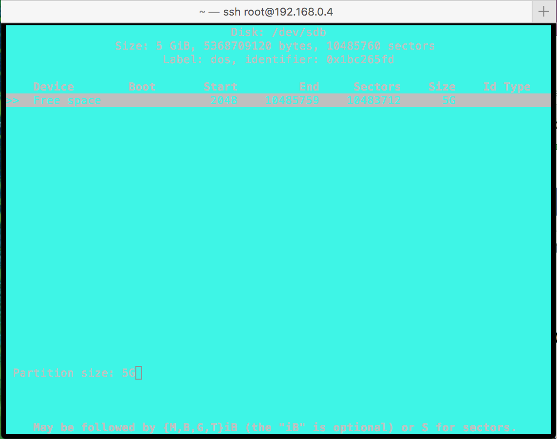 use all 5GB for new partition