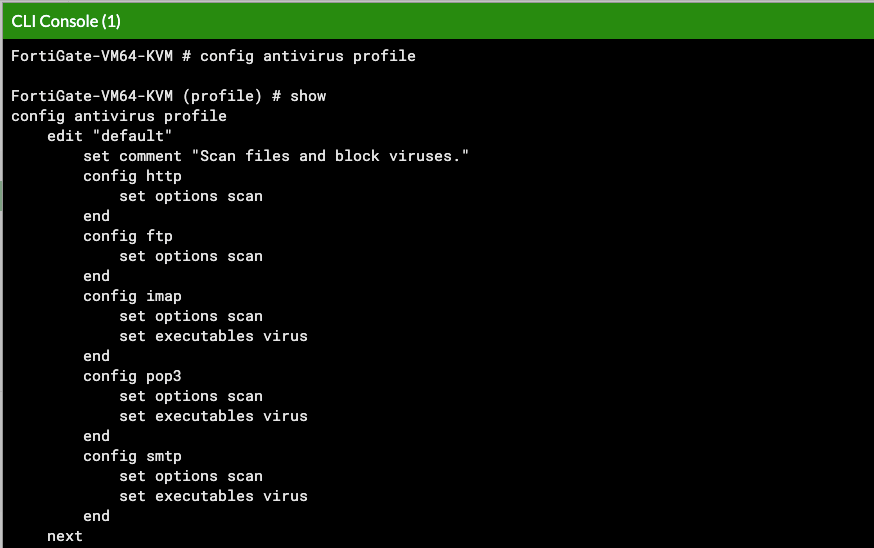 using command line to modify the AV profile