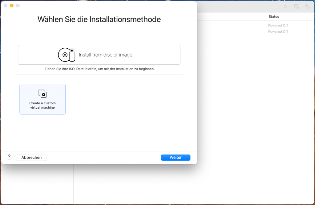 We need to choose “Create a custom virtual machine”