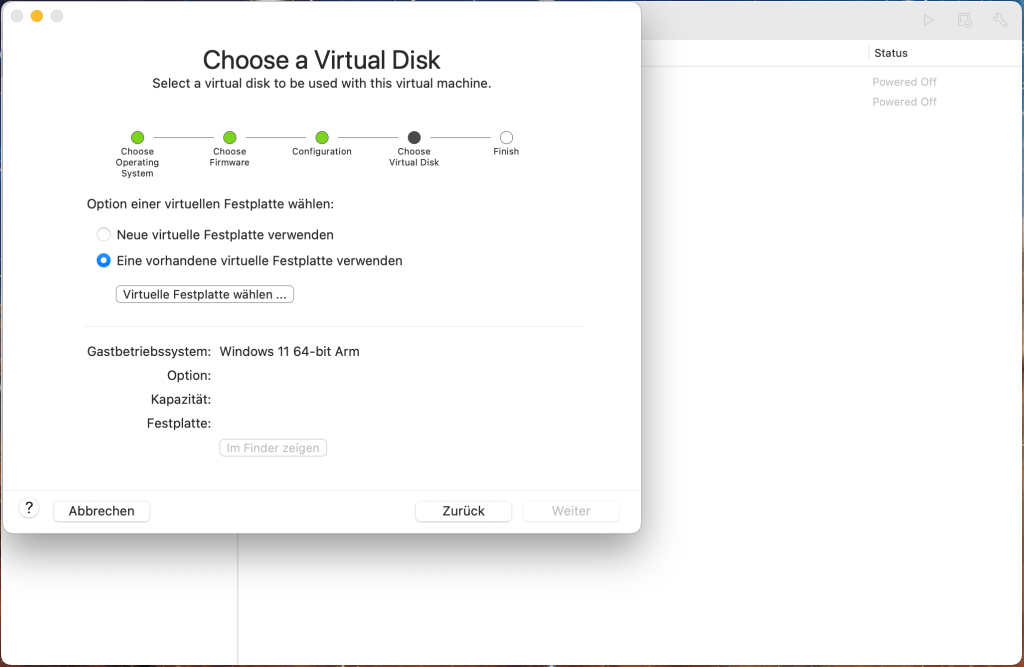 Use an existing virtual disk and choose the virtual disk