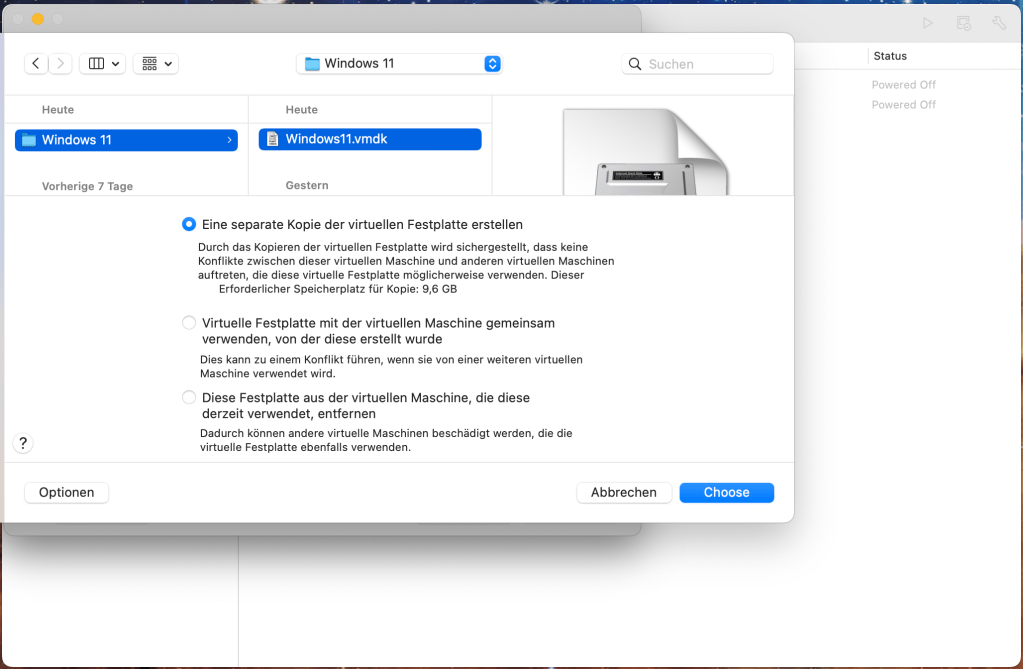 We are going to choose the windows11.vmdk that we just converted