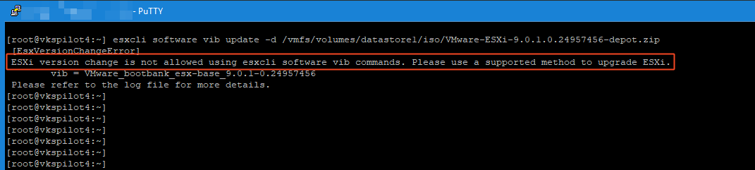 esxcli software vib command deprecated