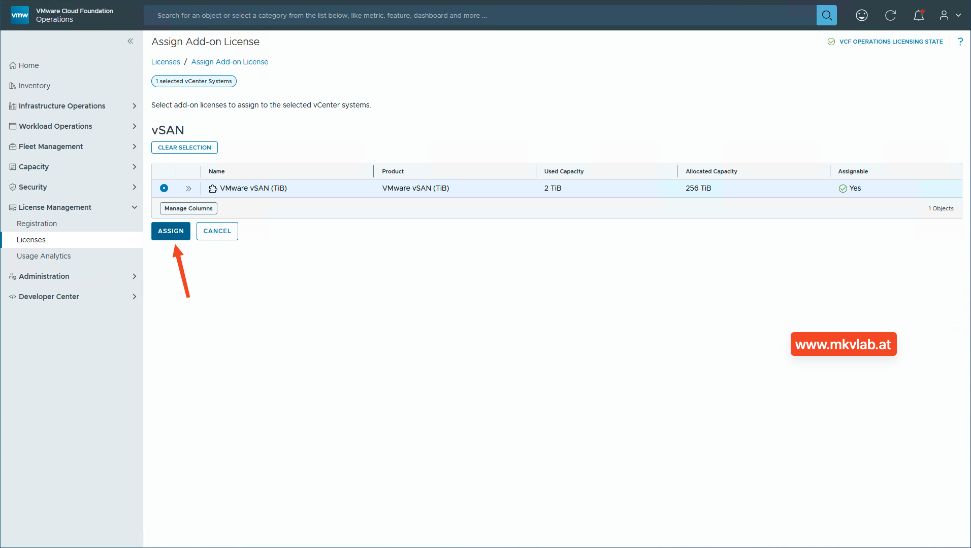 assign add-on license